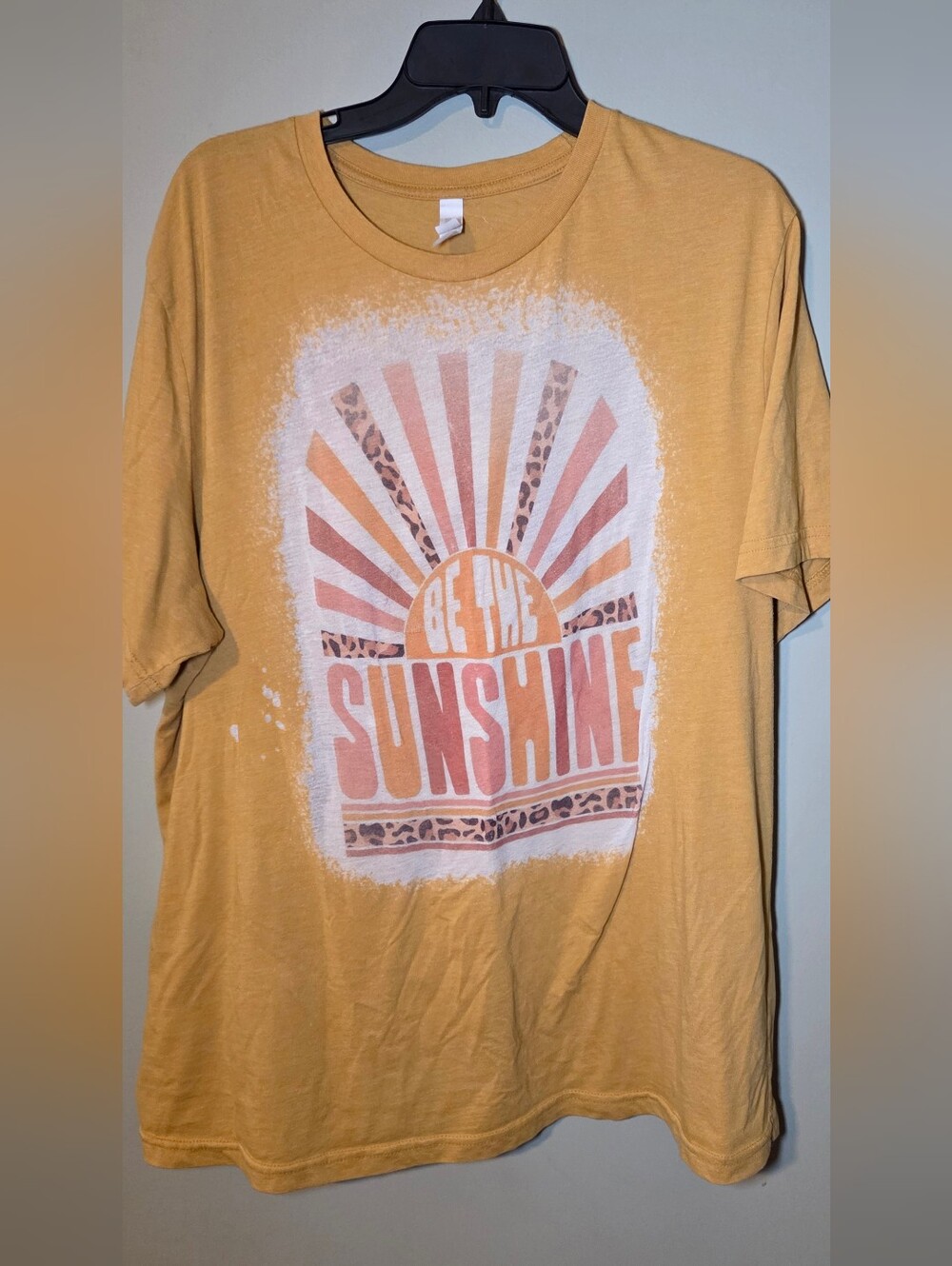 Bella Canvas Be The Sunshine Graphic Tee 2XL Mustard Leopard Retro Boho T-Shirt